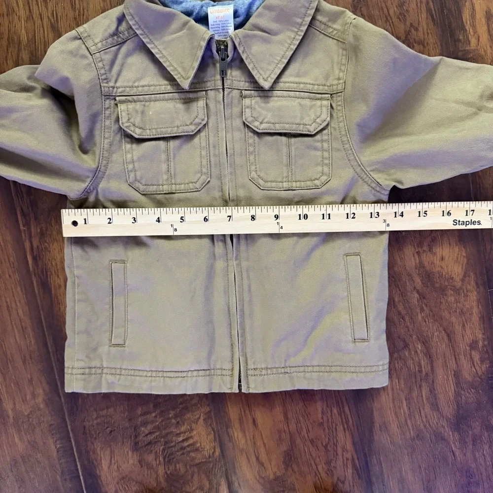 Gymboree Toddler Tan Zip Utility Jacket 2T-3T Cotton‎ Military Style Kids Coat